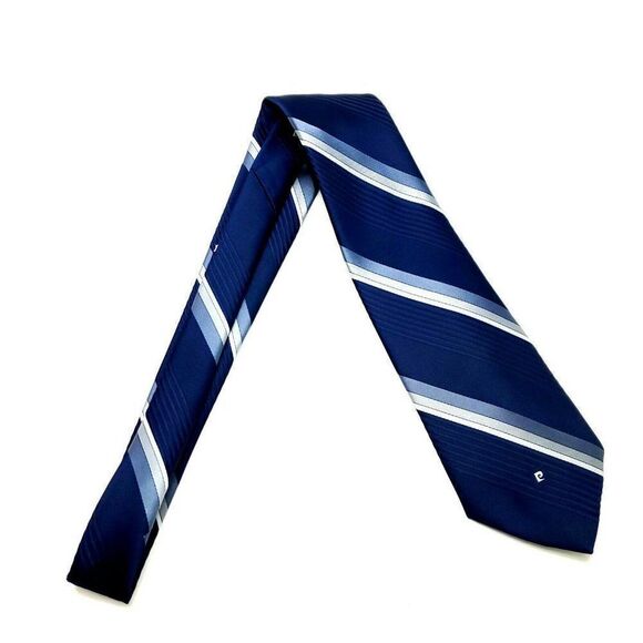 Pierre Cardin Silk Tie Print Blue Striped Short - Picture 4 of 4